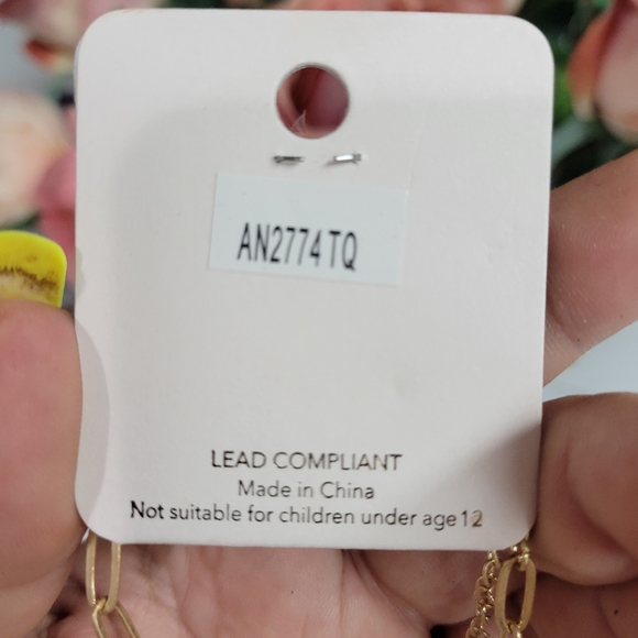 Sale GORGEOUS GOLD TURQUOISE PAPERCLIP LARIAT NECKLACE - Picture 3 of 5